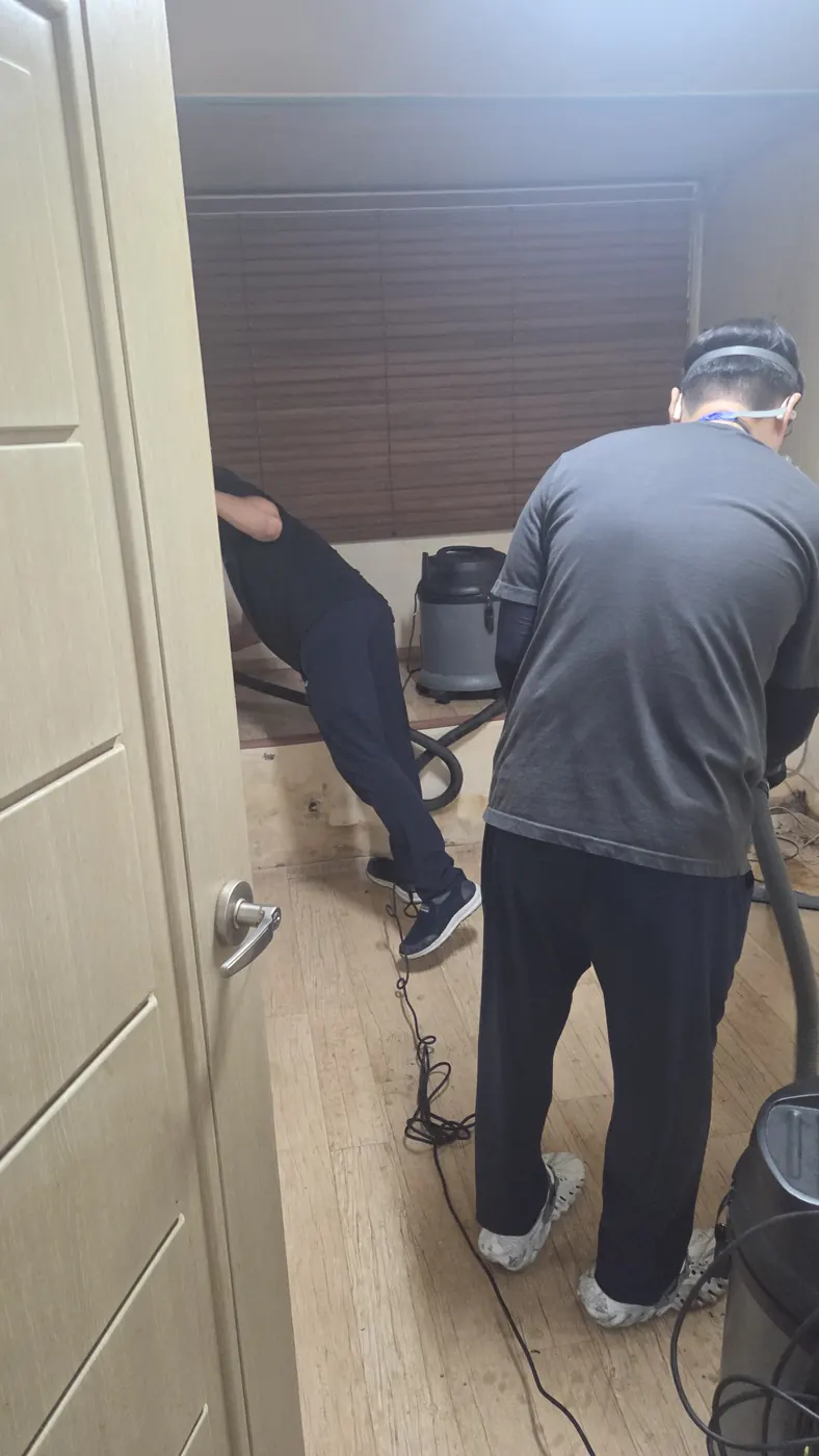 습식 진공 작업 — 합천군 침수청소 현장